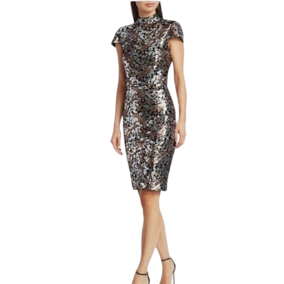 Alice + Olivia Inka Metallic Sequin Dress  NWT Cap Sleeve Glam - Picture 1 of 13